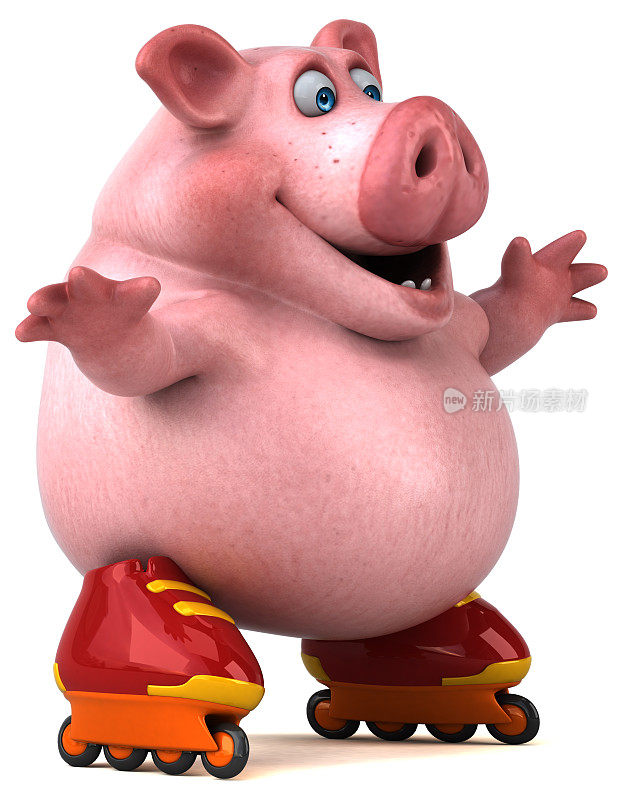 有趣的猪- 3D插图
